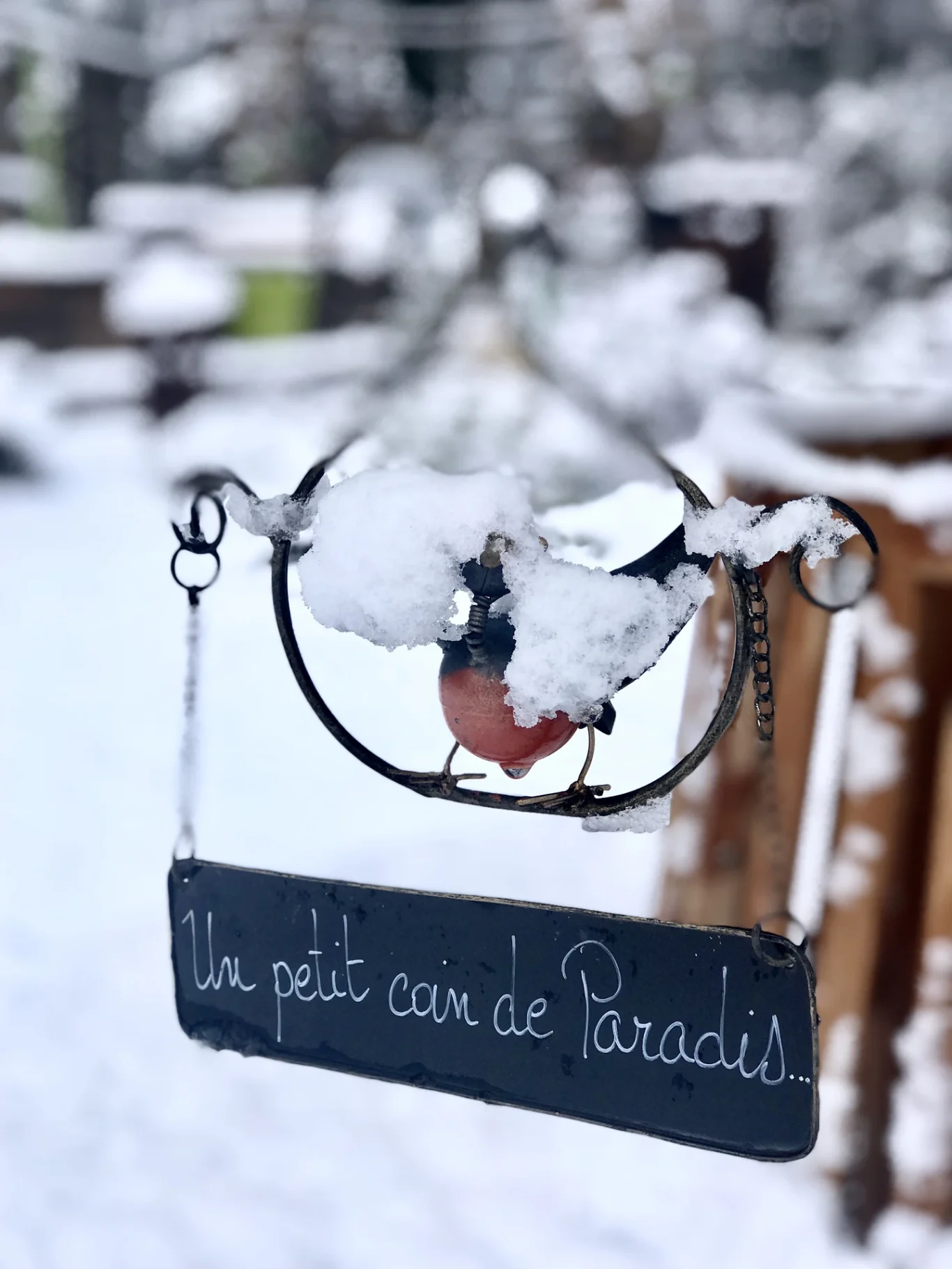Pancarte décorative « petit coin de paradis » dans le jardin Pancarte décorative « petit coin de paradis » dans le jardin